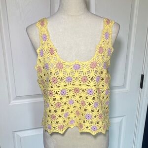 New In (brand) Crochet Tank Top in Light Yellow Lavender & Pink Size M/L